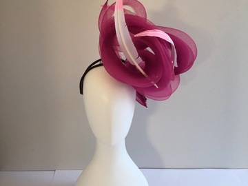 For Sale: Magenta crinoline swirl with floating feathers 