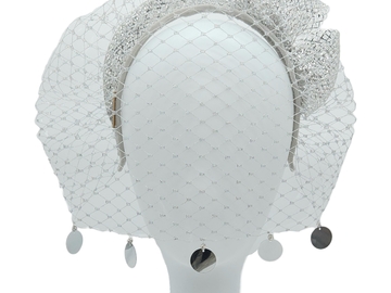For Sale: Silver Sequin Veiled Headband
