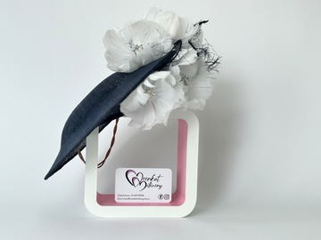 For Sale: Navy and White Saucer Fascinator 