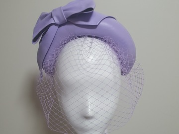 For Sale: 1040 Lilac leather bandeau with bow and detachable veil